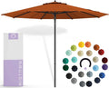 10 Feet Terracotta Fabric Outdoor Umbrella with Black Pole O939662