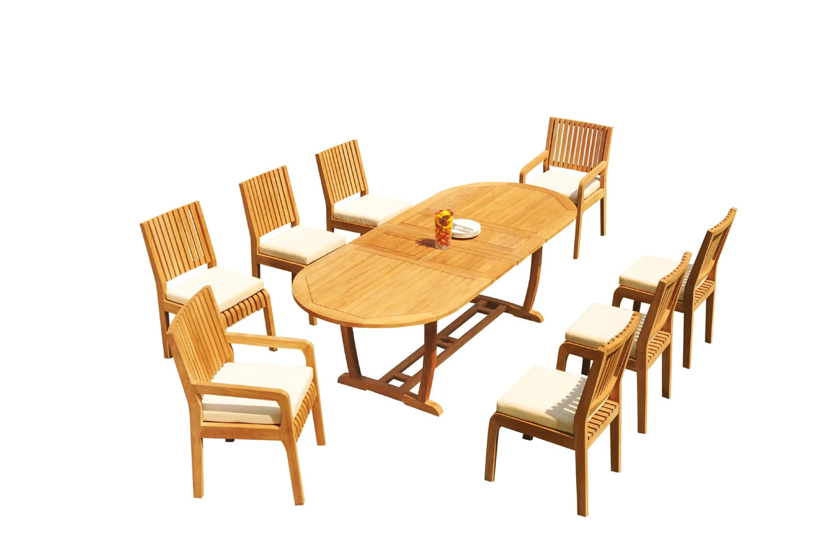Grade-A Teak 8 Seater 9 Pc Dining Set G939865