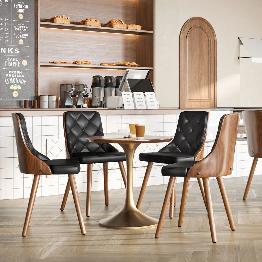Black Set of 2 PU Leather Upholstered Dining Chairs H674