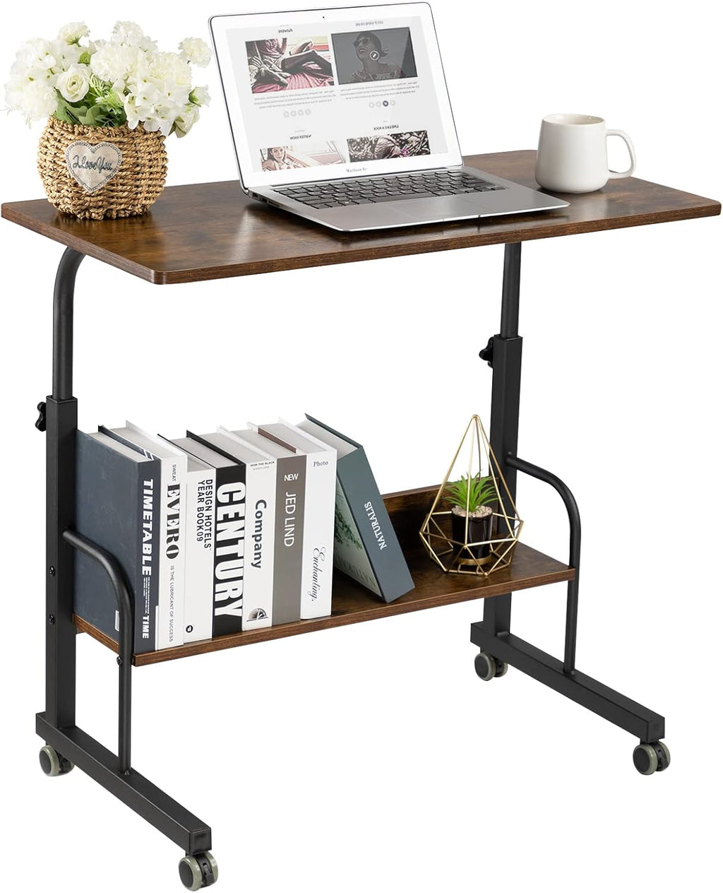 Black Mobile Side Table with Wheels Q3978
