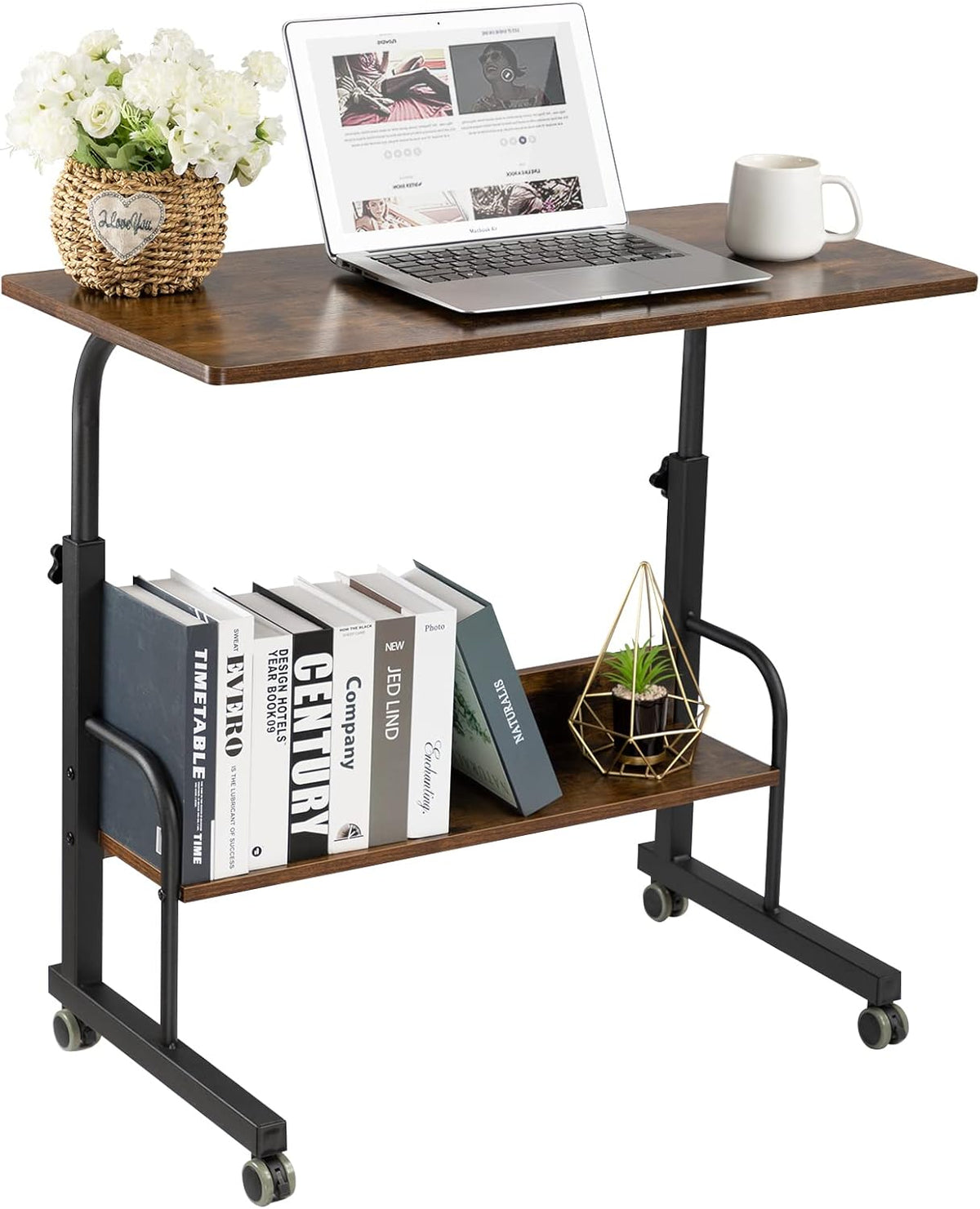 Black Mobile Side Table with Wheels Q3978
