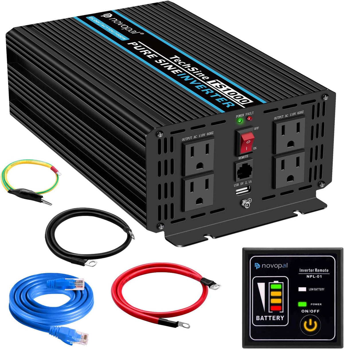 1500 Watt 24V Pure Sine Wave Inverter with 4 AC Outlets N661446