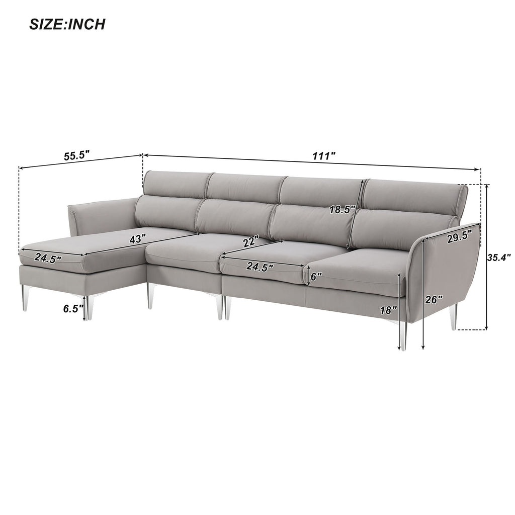 Gray Flannel L-Shaped Convertible Sectional Sofa X688