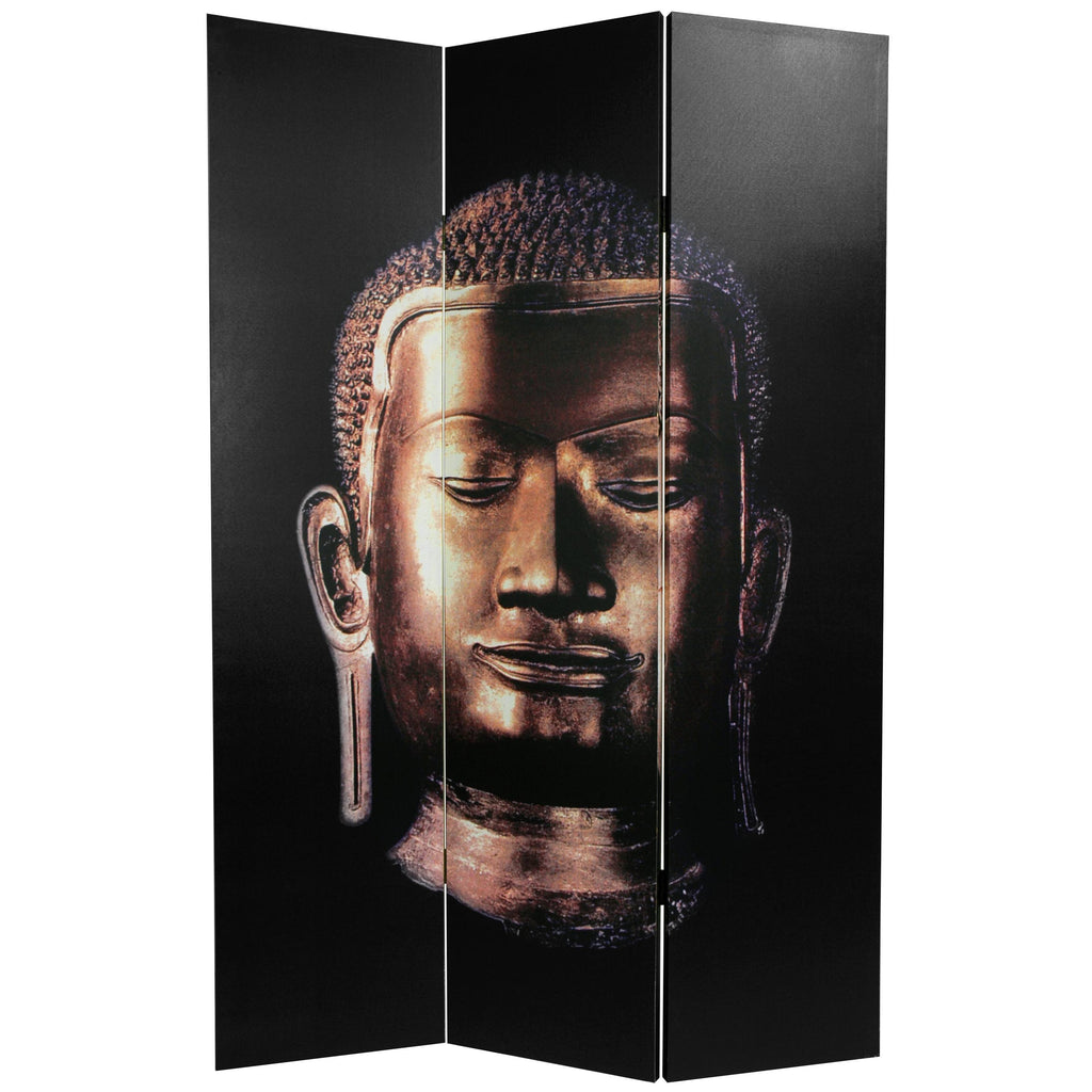 6 ft Tall Double Sided Buddha Canvas Room Divider P4949