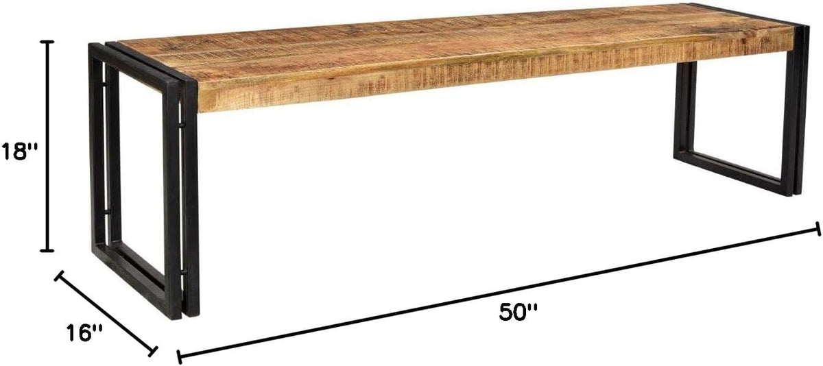 Reclaimed Wood and Metal Bench, 50-Inch H587