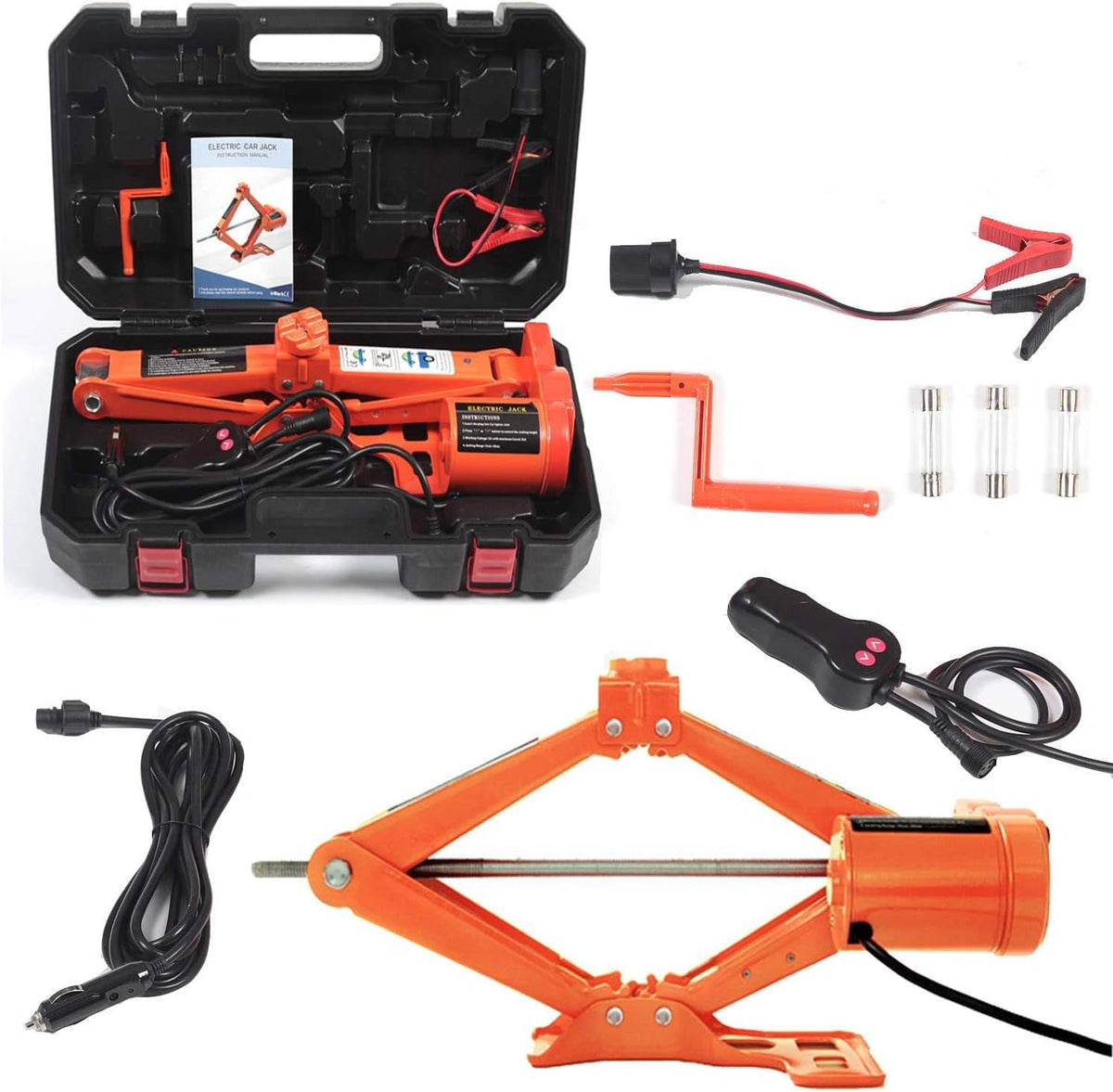 3 Ton 12V Electric Scissor Lift Jack Set with Double Saddles L47520