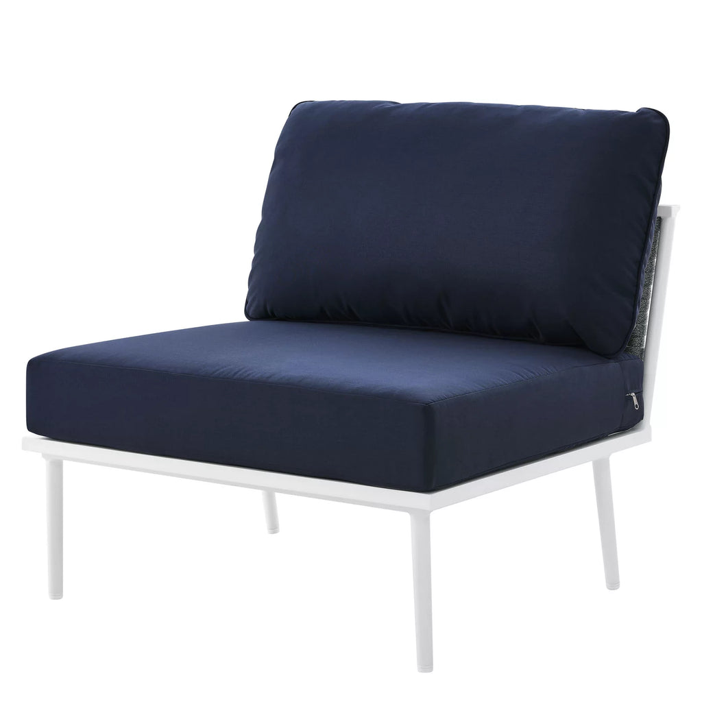 Navy White Aluminum Fabric Lounge Chair V6388
