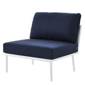 Navy White Aluminum Fabric Lounge Chair V6388