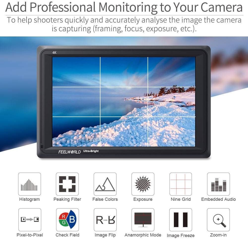 7 Inch 2200nit DSLR Camera Field Monitor Full HD 4K HDMI Z291