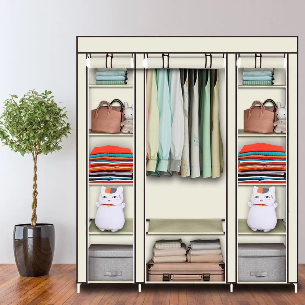 69" Portable Heavy Duty Clothes Closet Wardrobe Storage Organizer Z431