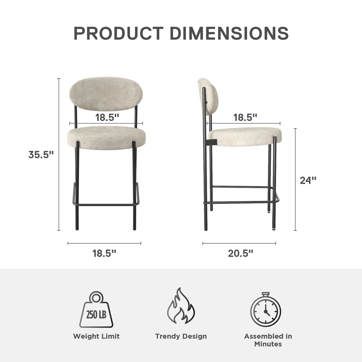 Cream Boucle Counter Stool N219