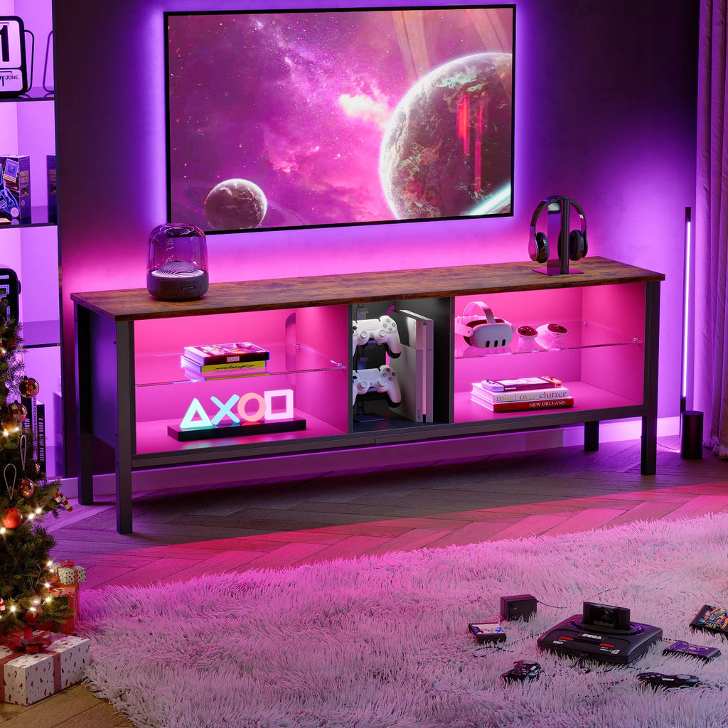 Black Marble TV Stand with Storage Cabinet U573851
