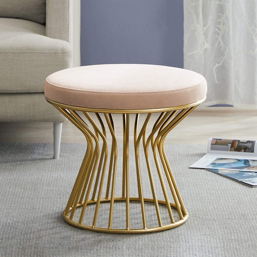 Gray Velvet Round Ottoman H853148