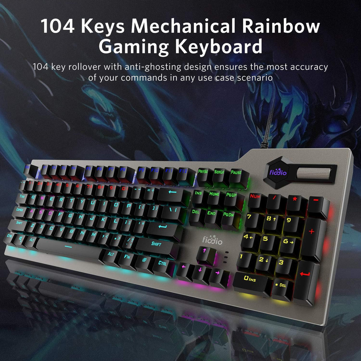 Mechanical Gaming Keyboard Wired RGB Rainbow Backlit with Blue Switches Ergonomic Standard Keyboard Pack of 2 N34484