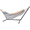 Blue/Yellow/Tan Double Hammock with Stand W3229