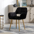 Faux Fur Vanity Chair with Wood Look Metal Legs F945011