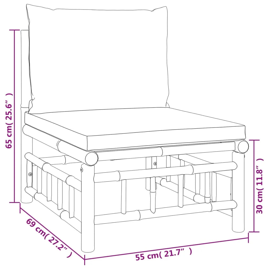 Bamboo Patio Sofa with White Cushions A808499