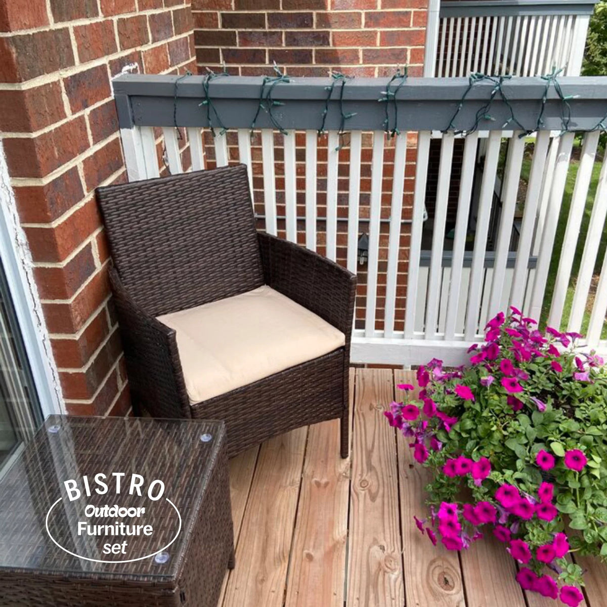 3 Piece Rattan Bistro Patio Furniture Set W73643