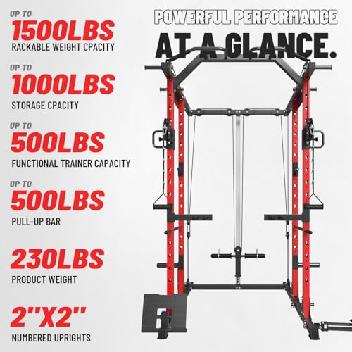 Power Cage with Cable Crossover System for Home Gym O111831