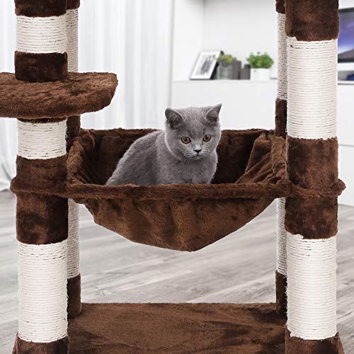 56.3-Inch Light Gray Cat Tree with Scratching Posts W281272