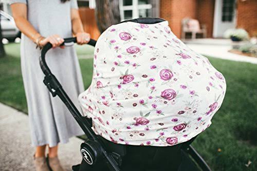 Baby Car Seat Cover Canopy and Nursing Cover Multi-Use Stretchy 5 in 1 Violet V11210