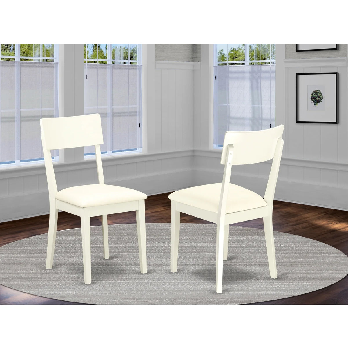 White Wood Slat Back Dining Chair Set of 2 K256