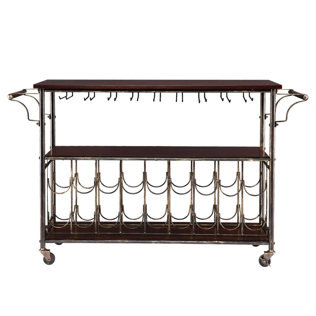 Black and Coffee Brown Rectangular Bar Cart I349
