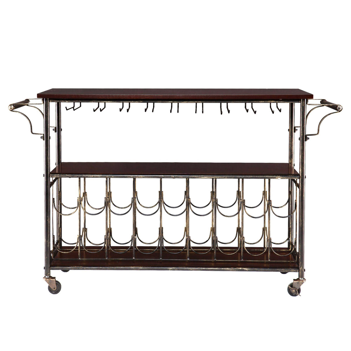 Black and Coffee Brown Rectangular Bar Cart I349