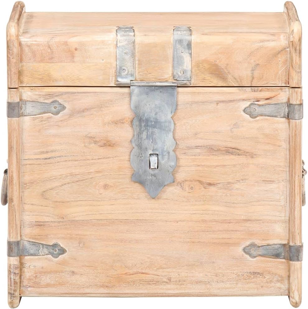 Rustic Solid Acacia Wood Chest Storage with Safety Hinge 15.7" x 15.7" x 15.7" Y306851