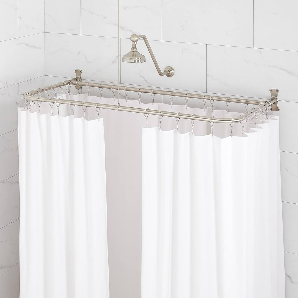 D-Shaped Solid Brass Shower Ring and Ceiling Support Matte Black W89254