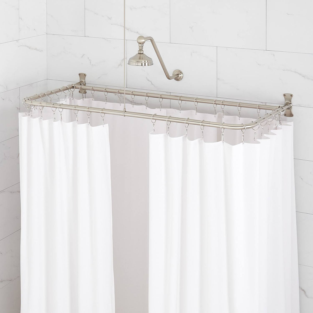 D-Shaped Solid Brass Shower Ring and Ceiling Support Matte Black W89254