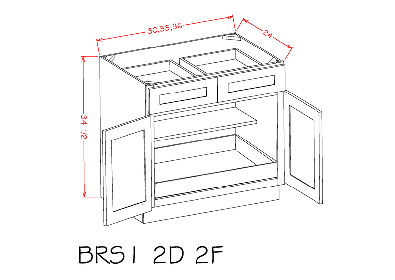 White 2 Doors 2 Drawers Base Cabinet O54177