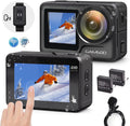 4K 60FPS Action Camera with Stabilization, 20MP WiFi Dual Screen Voice Remote Control 2 Batteries C460