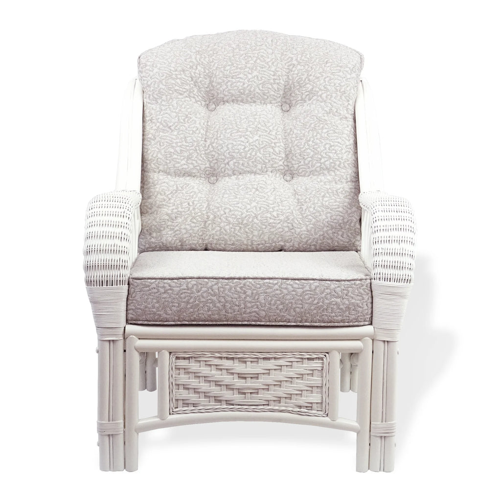 Rattan Wicker Living Room Set 4 Pieces: 2 Lounge Chair ThreeSeater/Sofa Coffee Table White Color with Cushion V807
