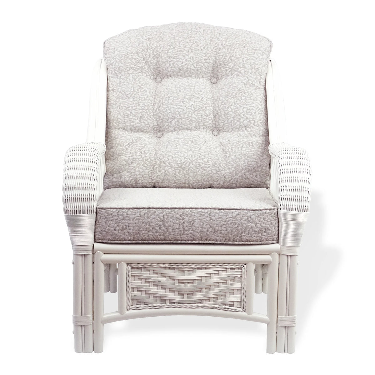 Rattan Wicker Living Room Set 4 Pieces: 2 Lounge Chair ThreeSeater/Sofa Coffee Table White Color with Cushion V807