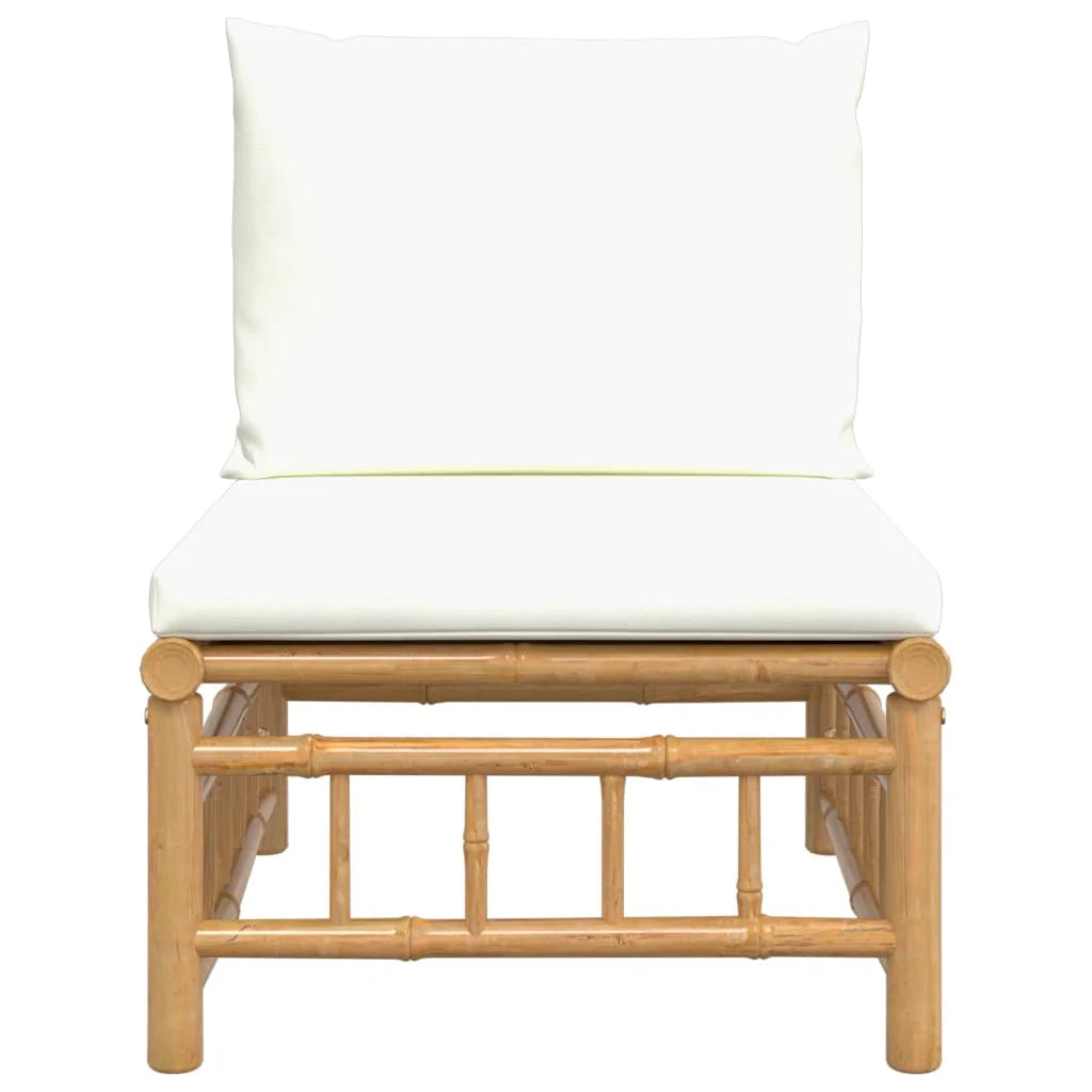 Bamboo Patio Sofa with White Cushions A808499