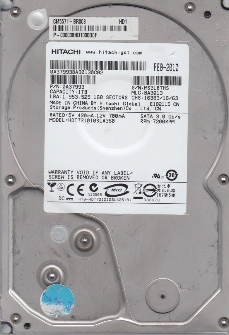 1TB SATA 3.5 Hard Drive T3657