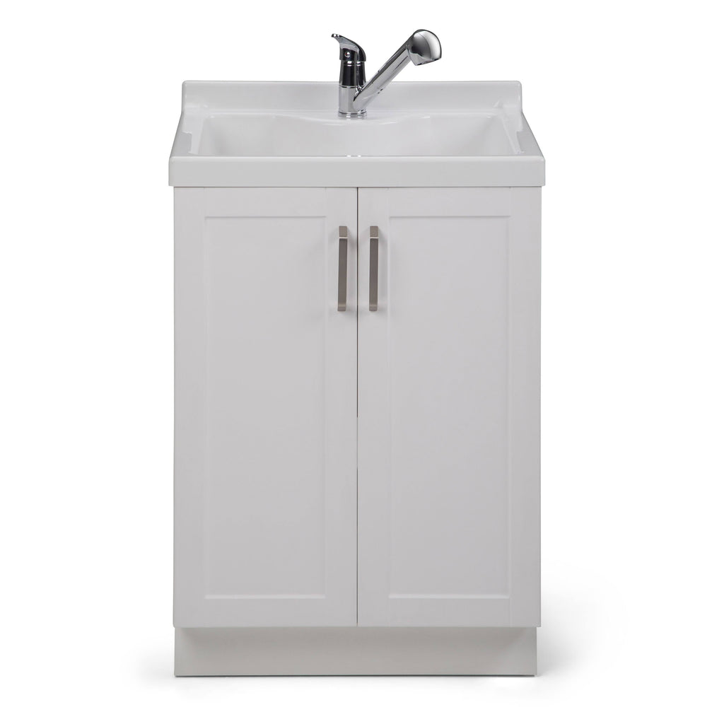 Laundry Cabinet with Pull-Out Faucet and ABS Sink White Y213