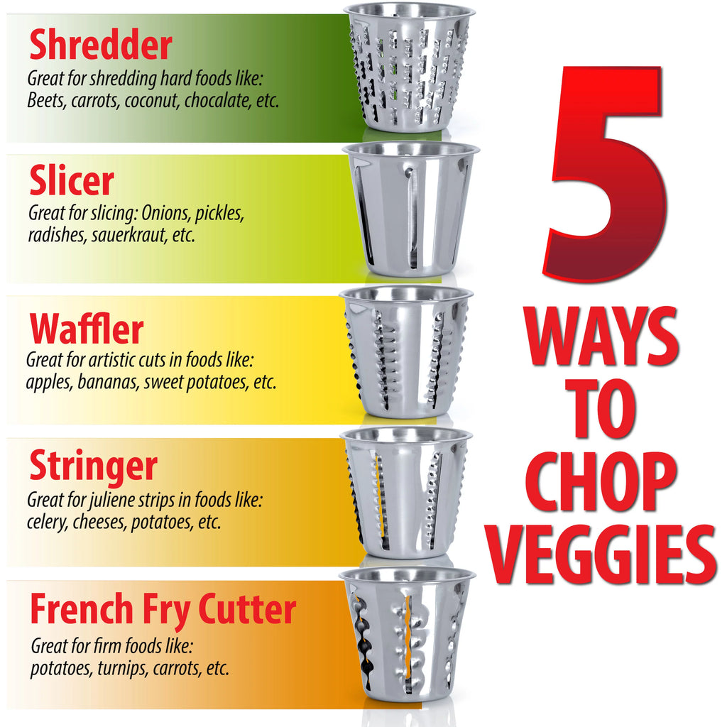 Heavy Duty Vegetable Chopper & Food Processor with Stainless Steel Shredders E870321