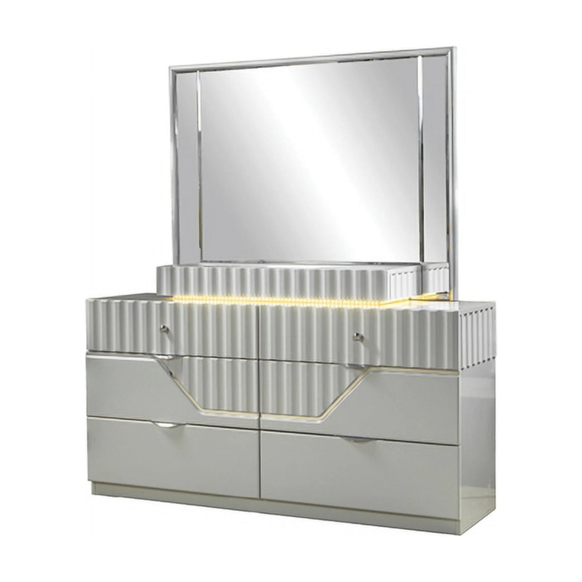 Gray 6 Drawer Wood Dresser H5414