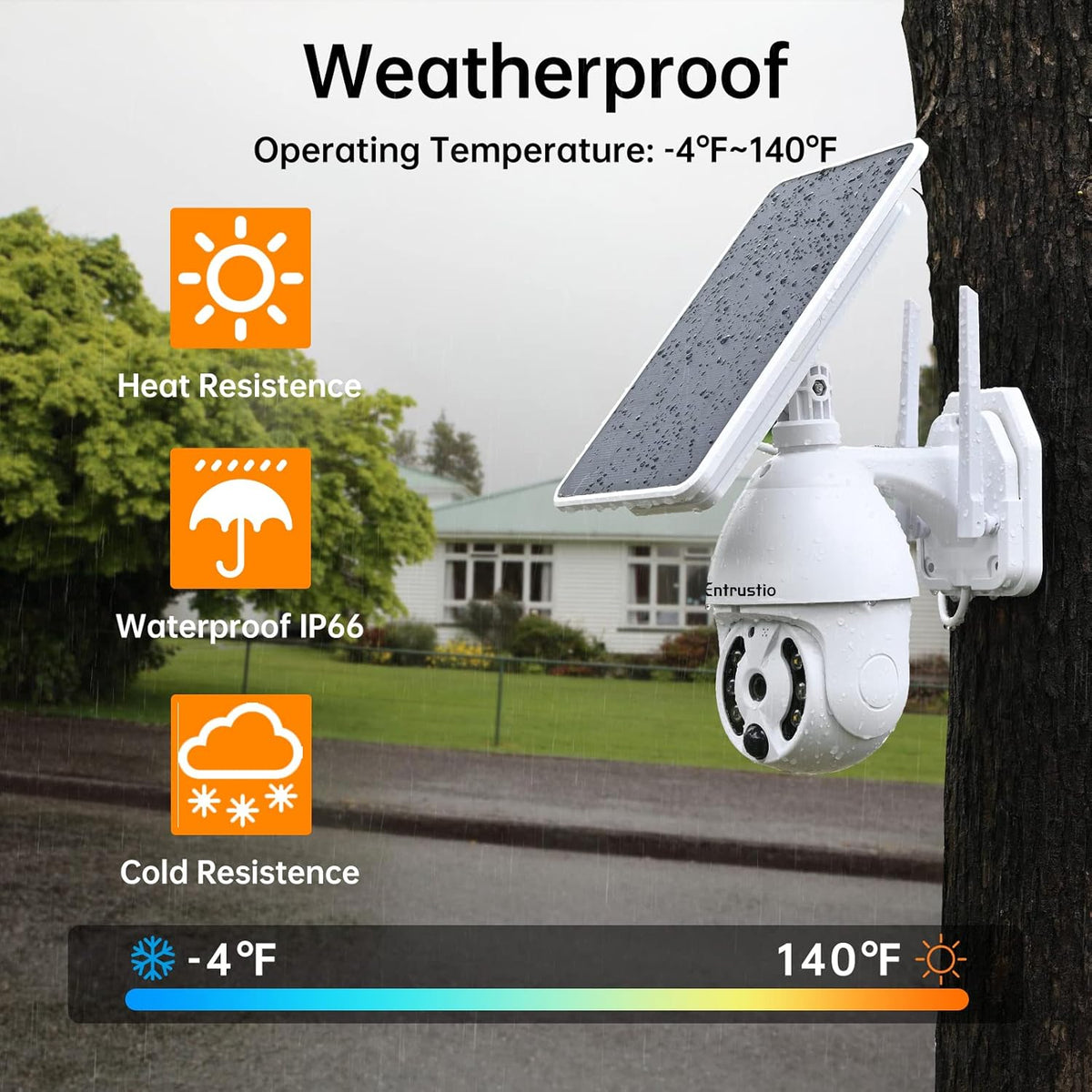 Solar Security Camera Wireless Outdoor 360° Pan Tilt WiFi Solar Powered Camera P438149