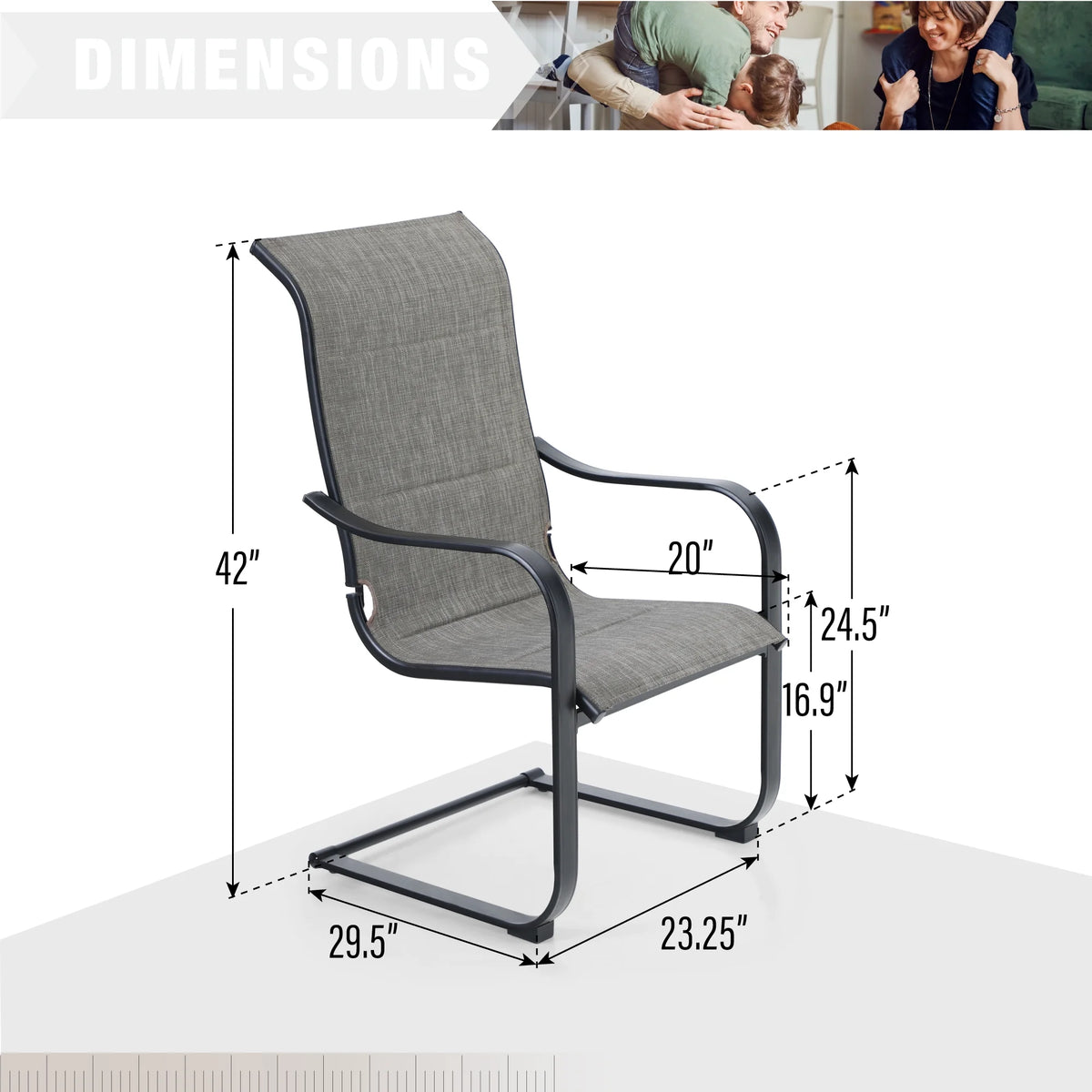 7 Pieces Outdoor Patio Dining Set with 6 Textilene Chairs and Metal Table S5302