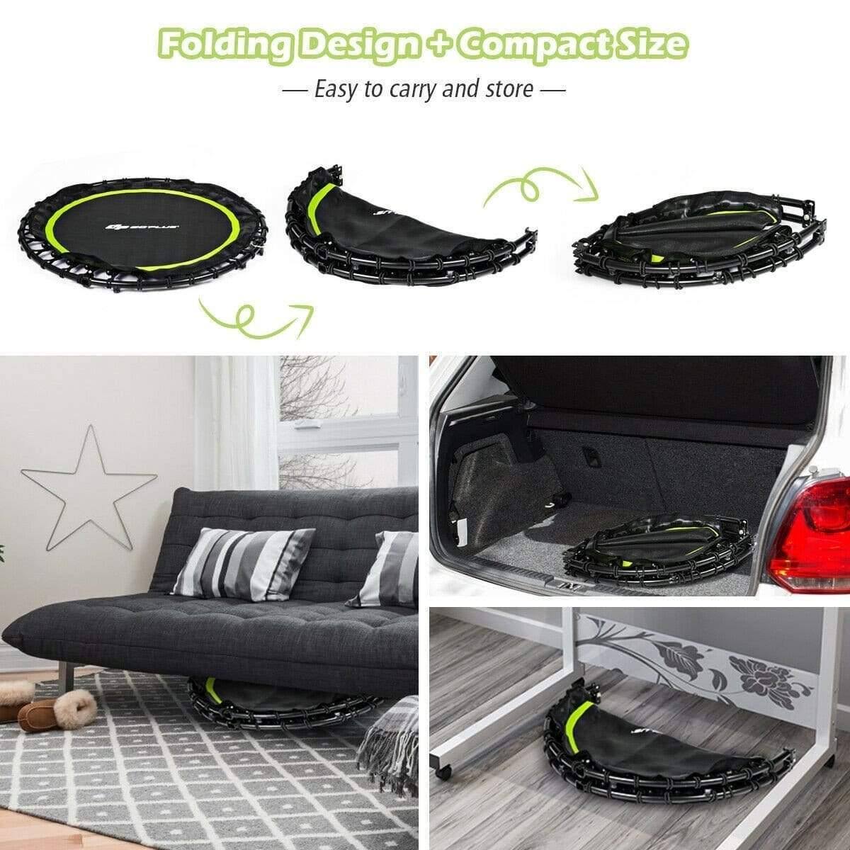 Foldable Fitness Rebounder Trampoline with Resistance Bands E7230