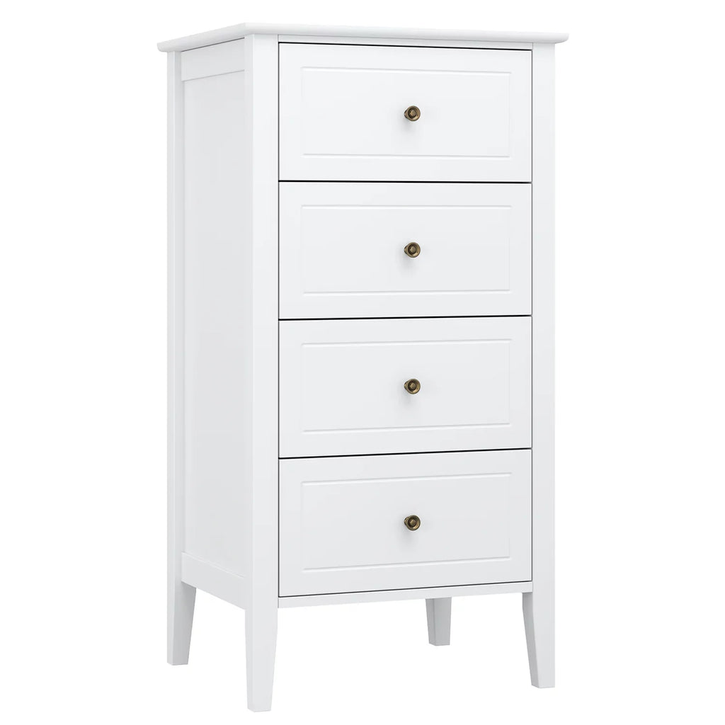 White 4 Drawer Wood Dresser I67906