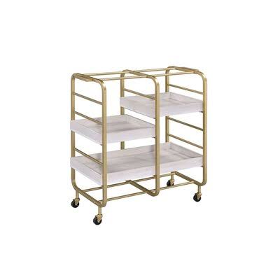 Gold White-Washed Serving Cart W767706