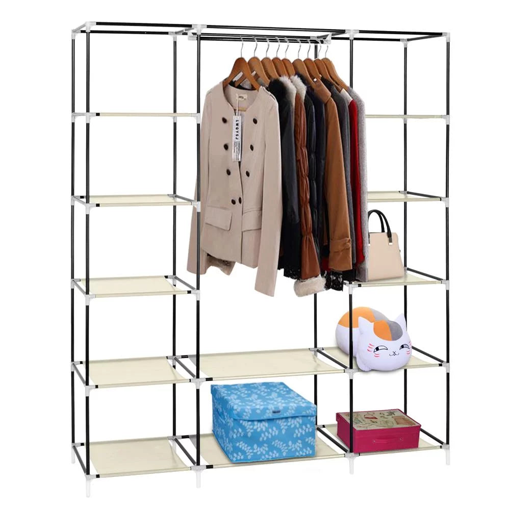 69" Portable Heavy Duty Clothes Closet Wardrobe Storage Organizer Z431