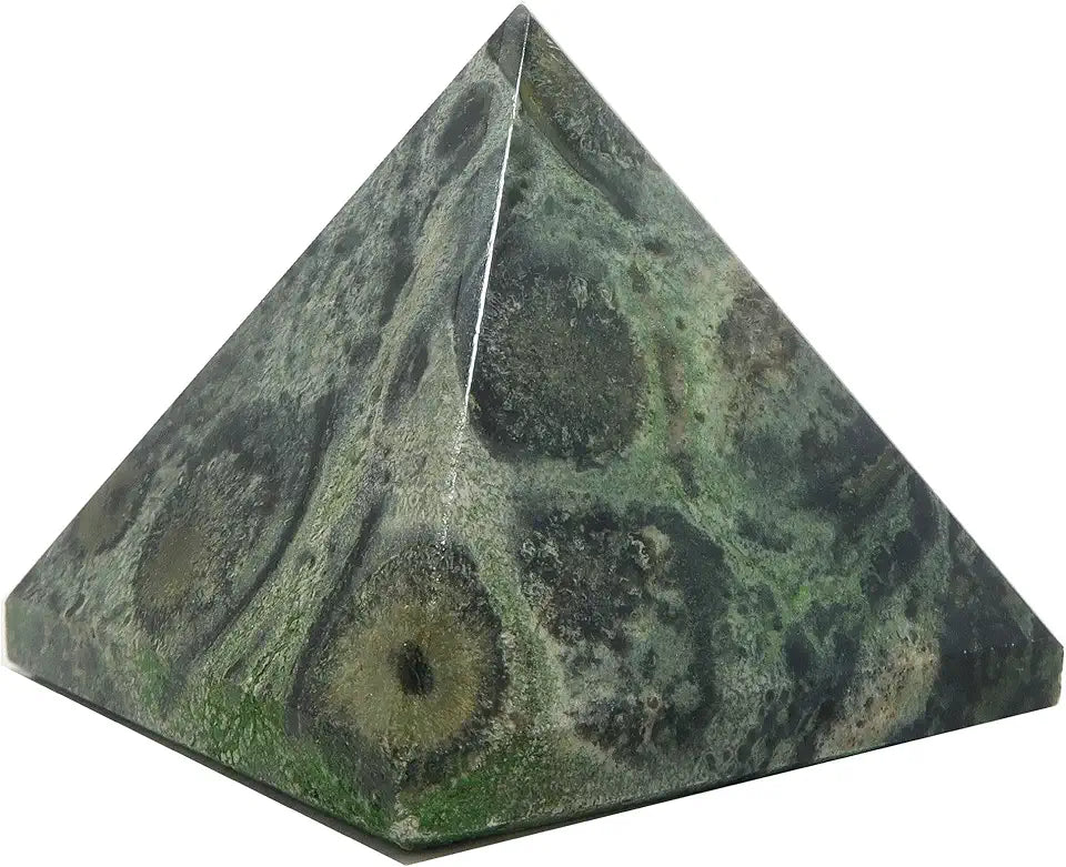 Green Jasper Pyramid Crocodile Eye Kambaba Stone 1.5-1.75 inch D8309
