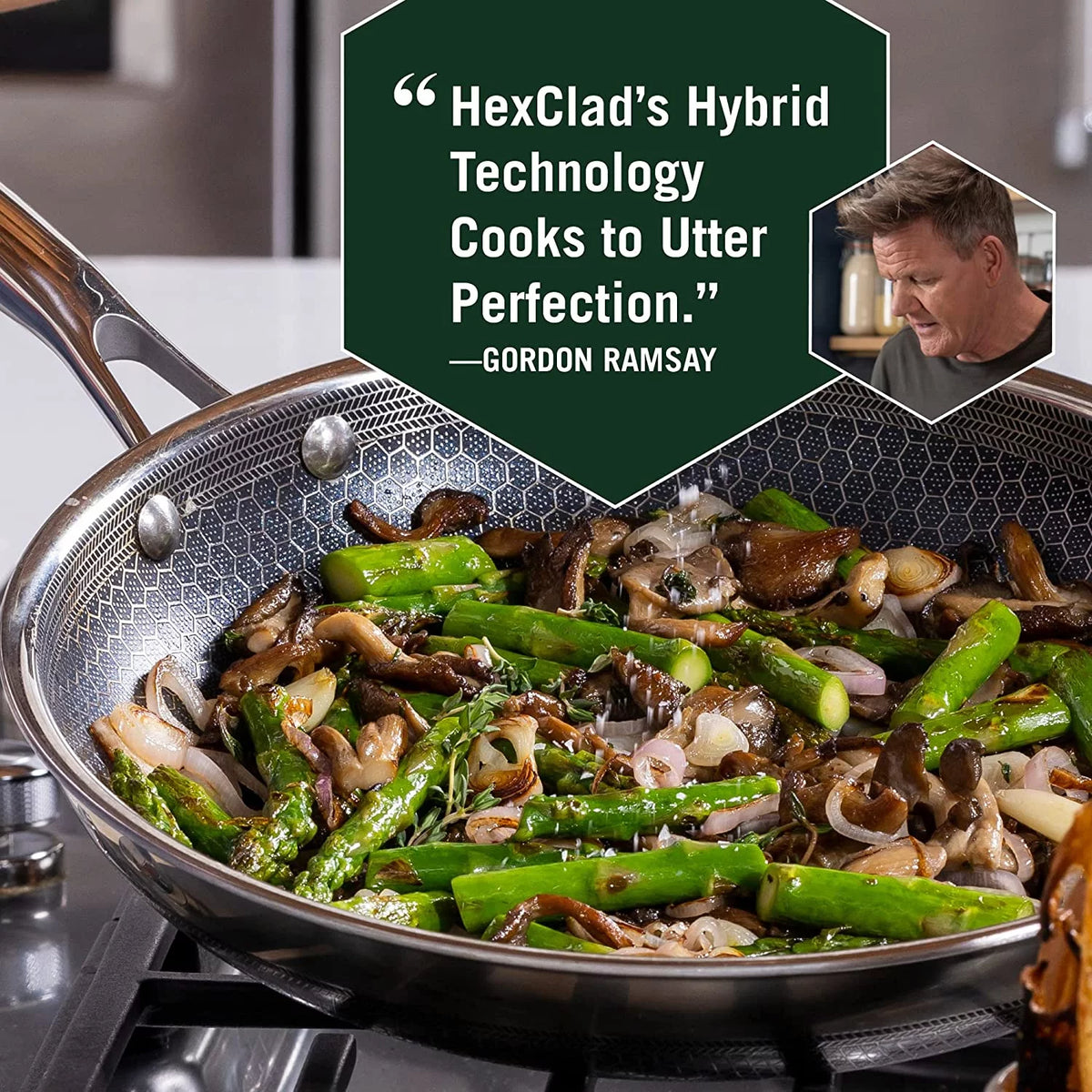 12 Inch Hybrid Stainless Steel Non-Stick Frying Pan with Lid N979