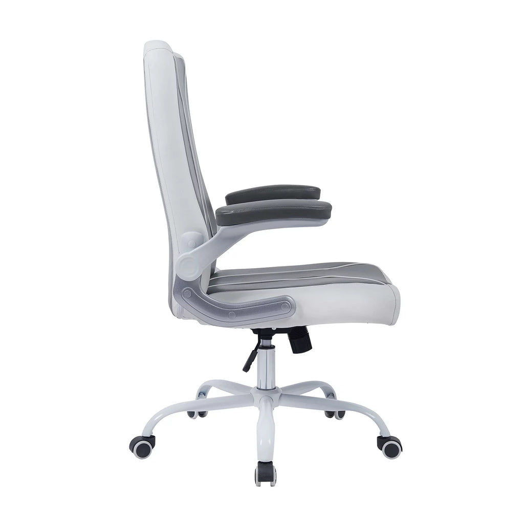 Grey/White Adjustable Height Office Desk Chair with Armrest L950