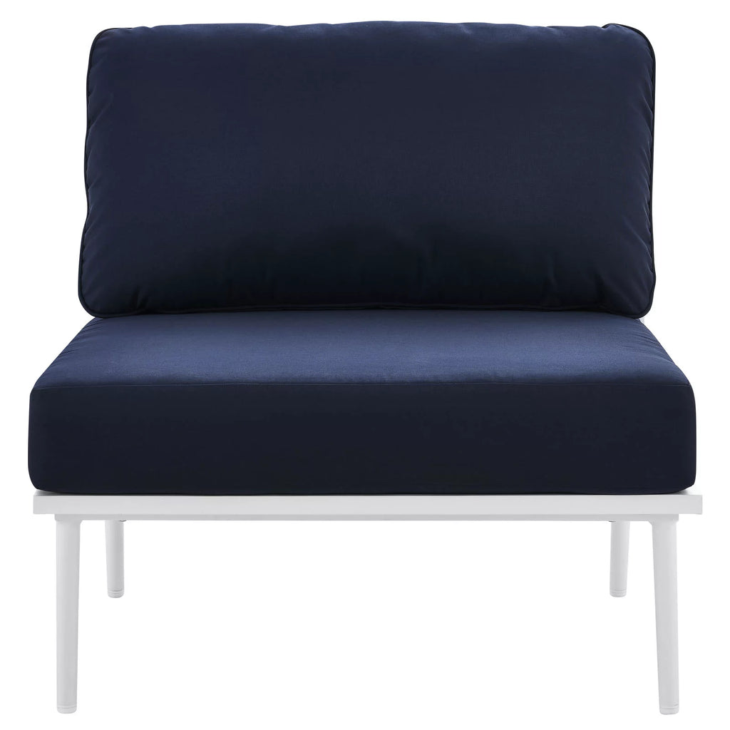Navy White Aluminum Fabric Lounge Chair V6388